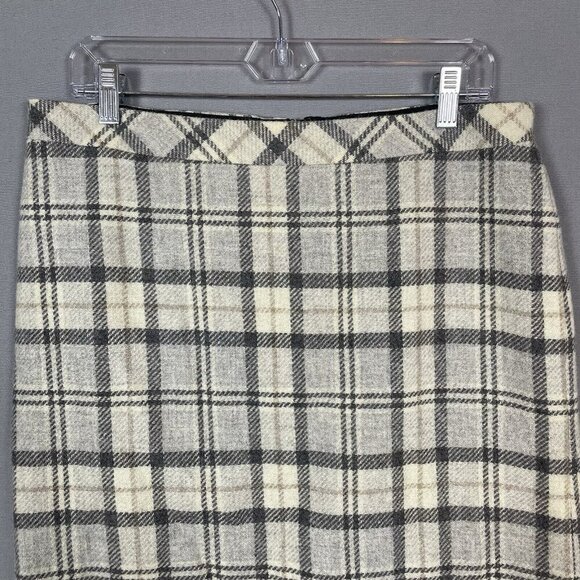 LL Bean Wool Blend Plaid Pencil Skirt Size 12 Lined Favorite Fit Preppy Academia - Picture 7 of 16